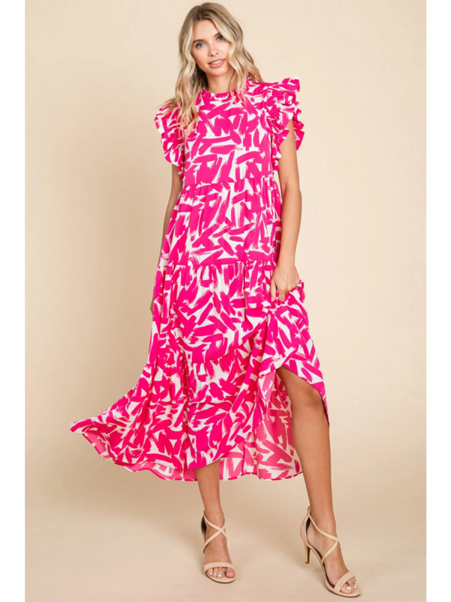 Abstract Print Midi Dress