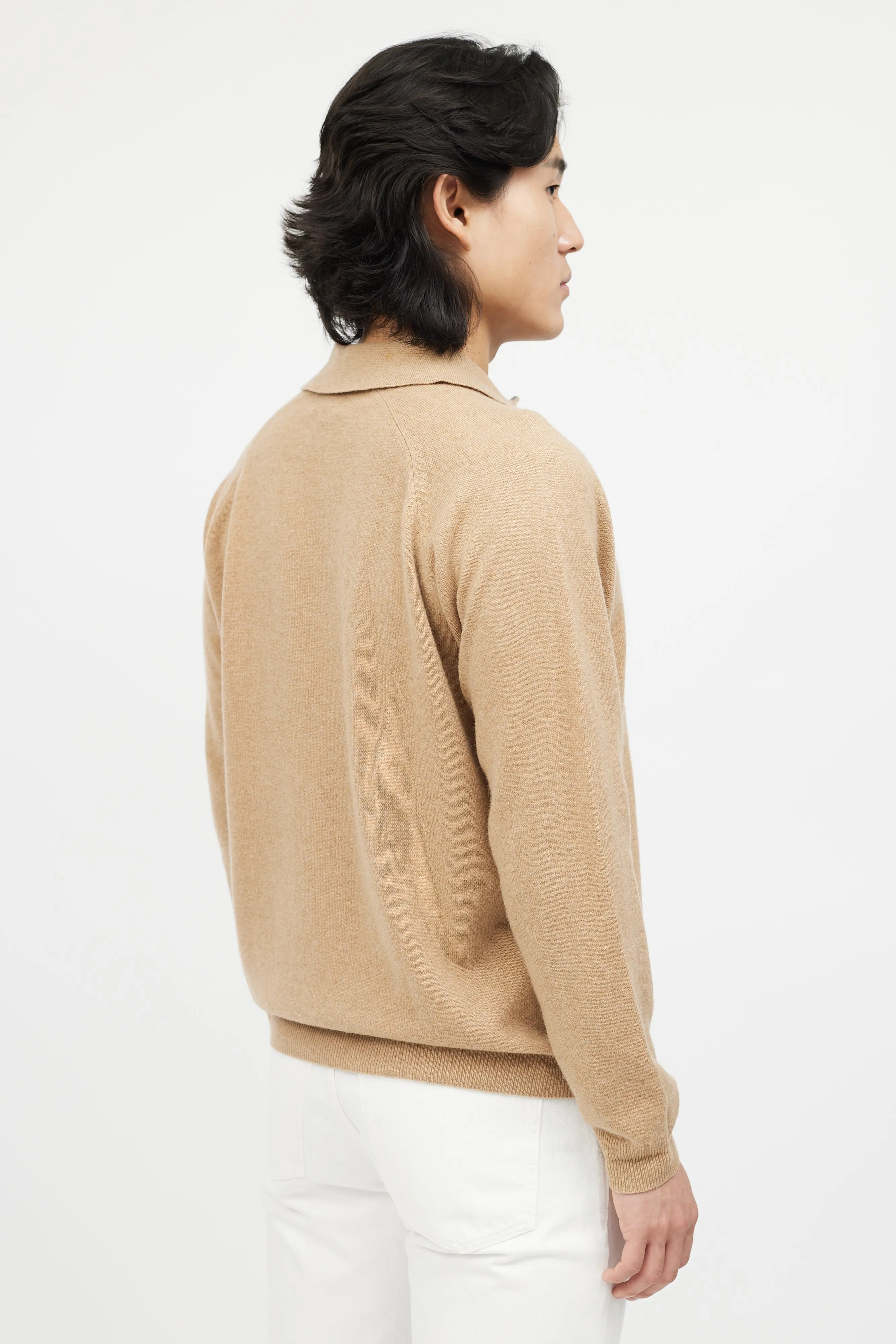 Beige Cashmere Knit Polo