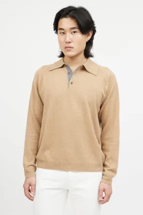 Beige Cashmere Knit Polo