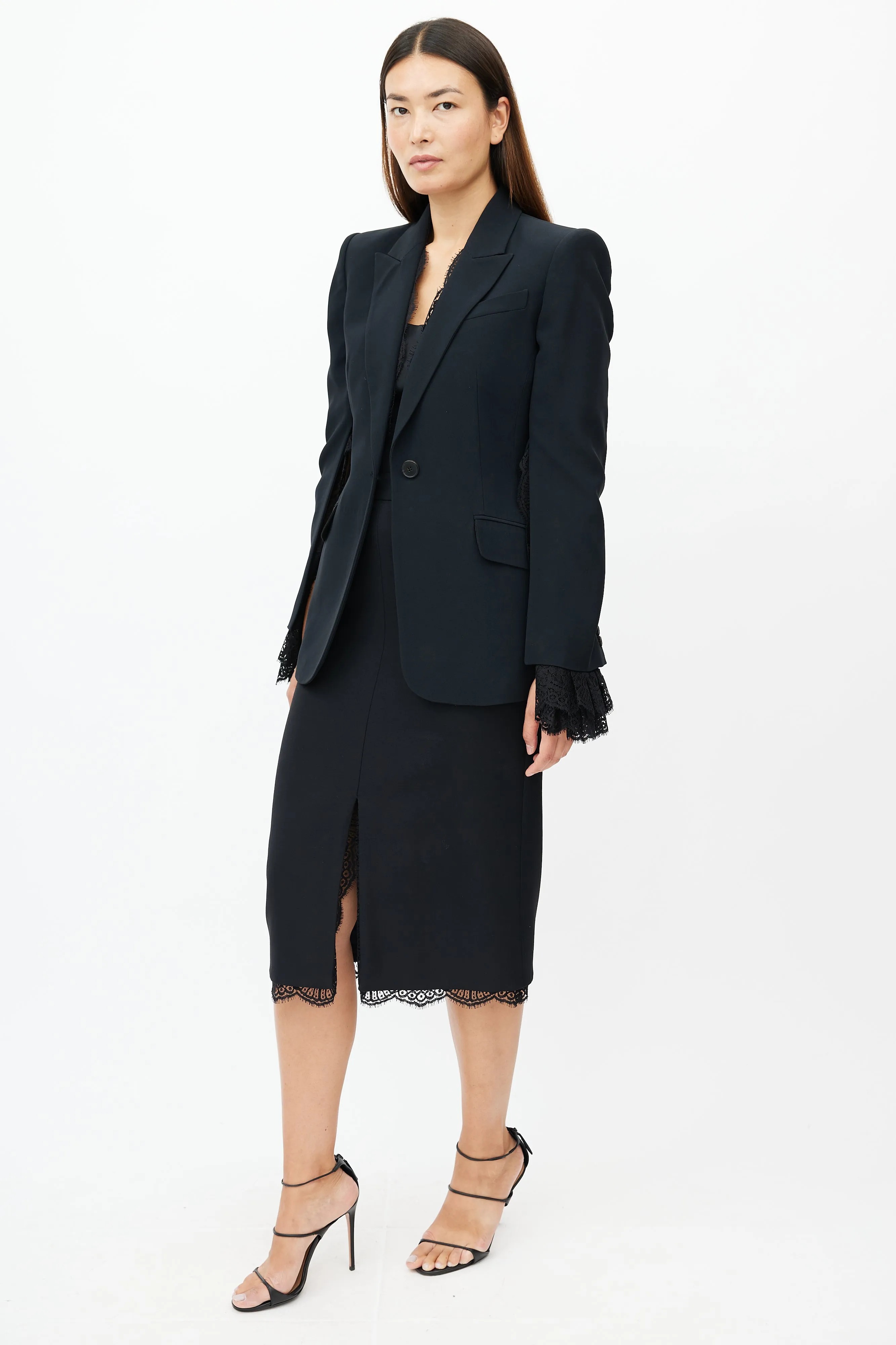 Black Lace Two Piece Suit