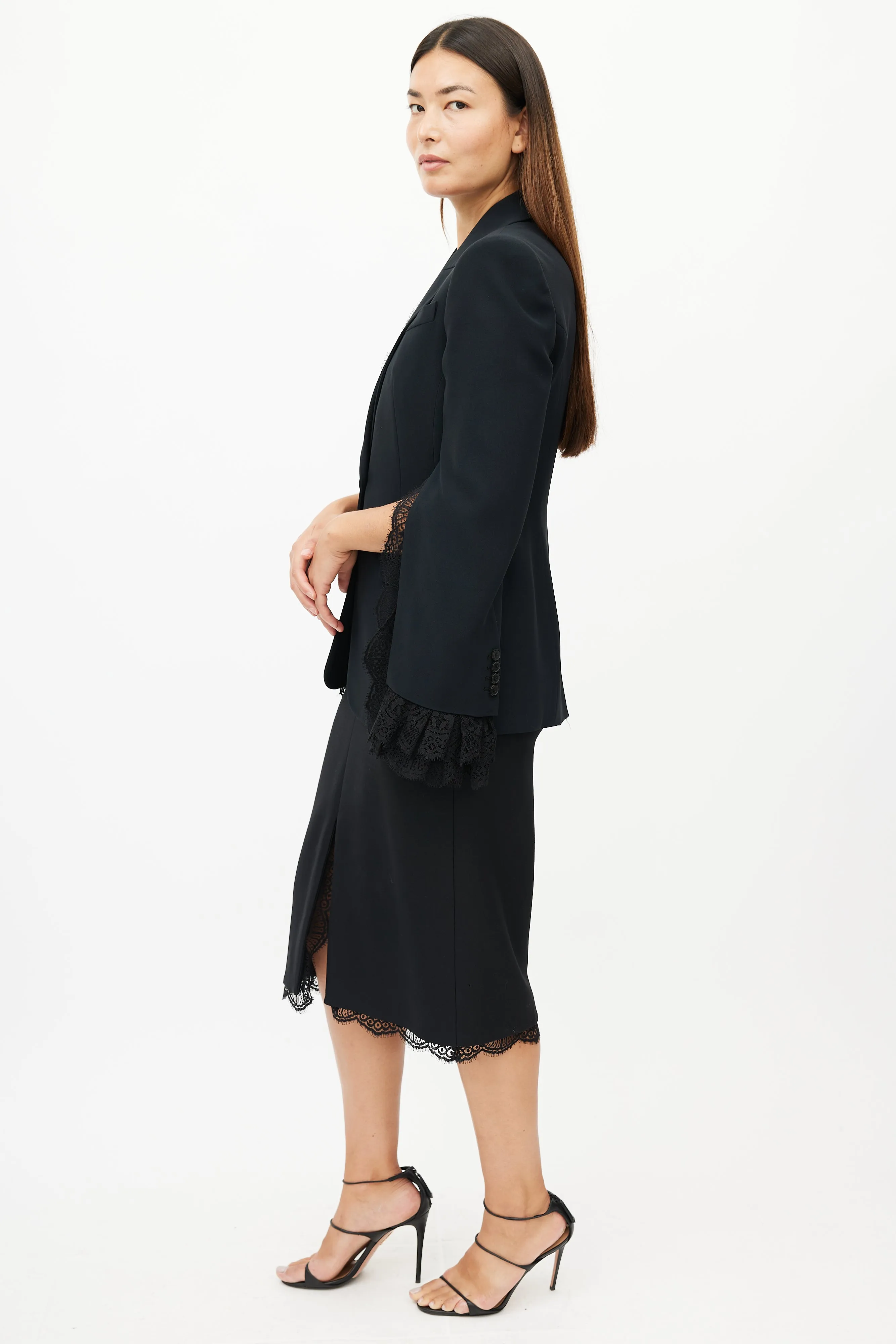 Black Lace Two Piece Suit