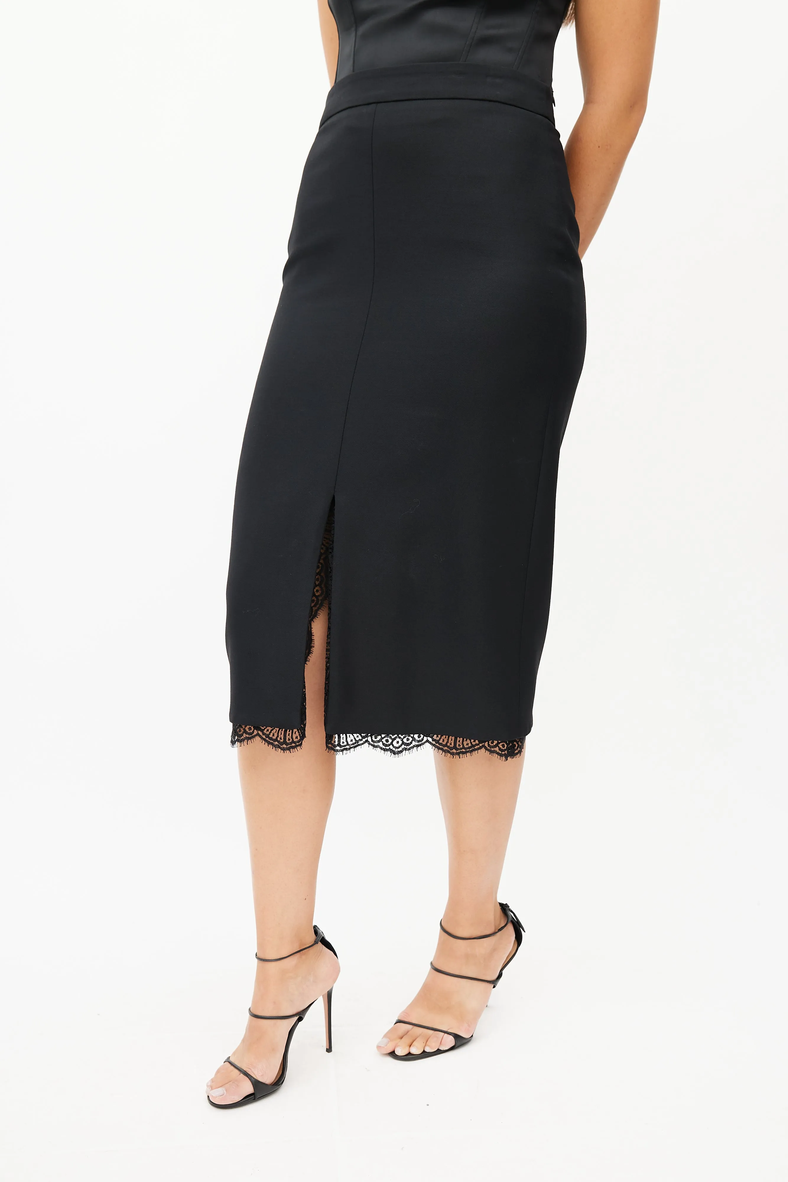 Black Lace Two Piece Suit