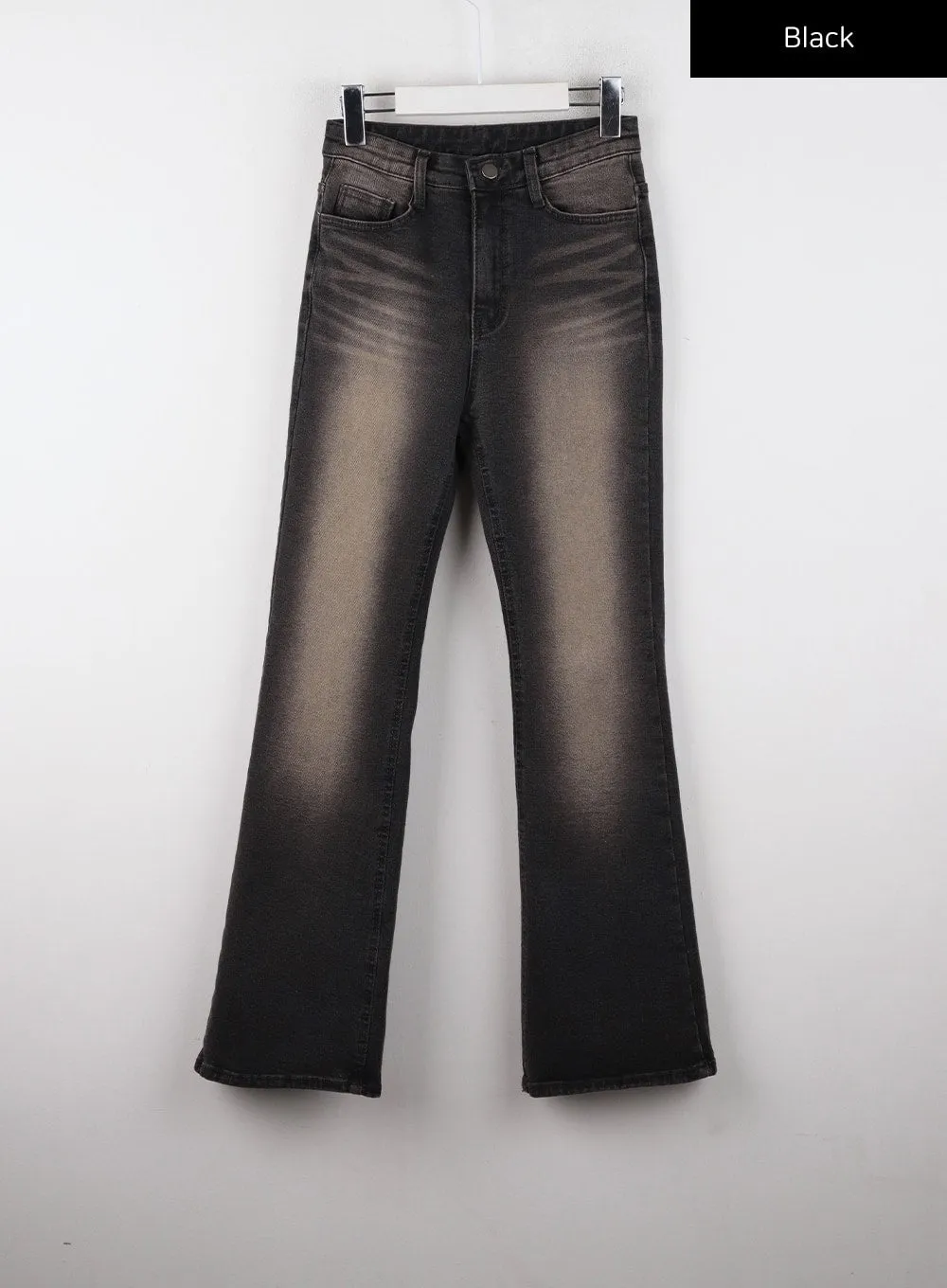 Denim Middle Waist Solid Flared Jeans CD322