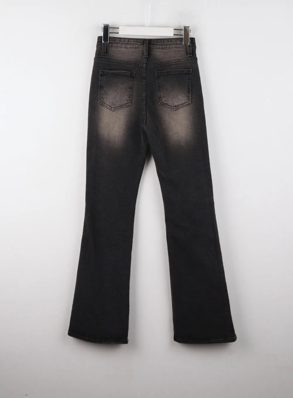 Denim Middle Waist Solid Flared Jeans CD322