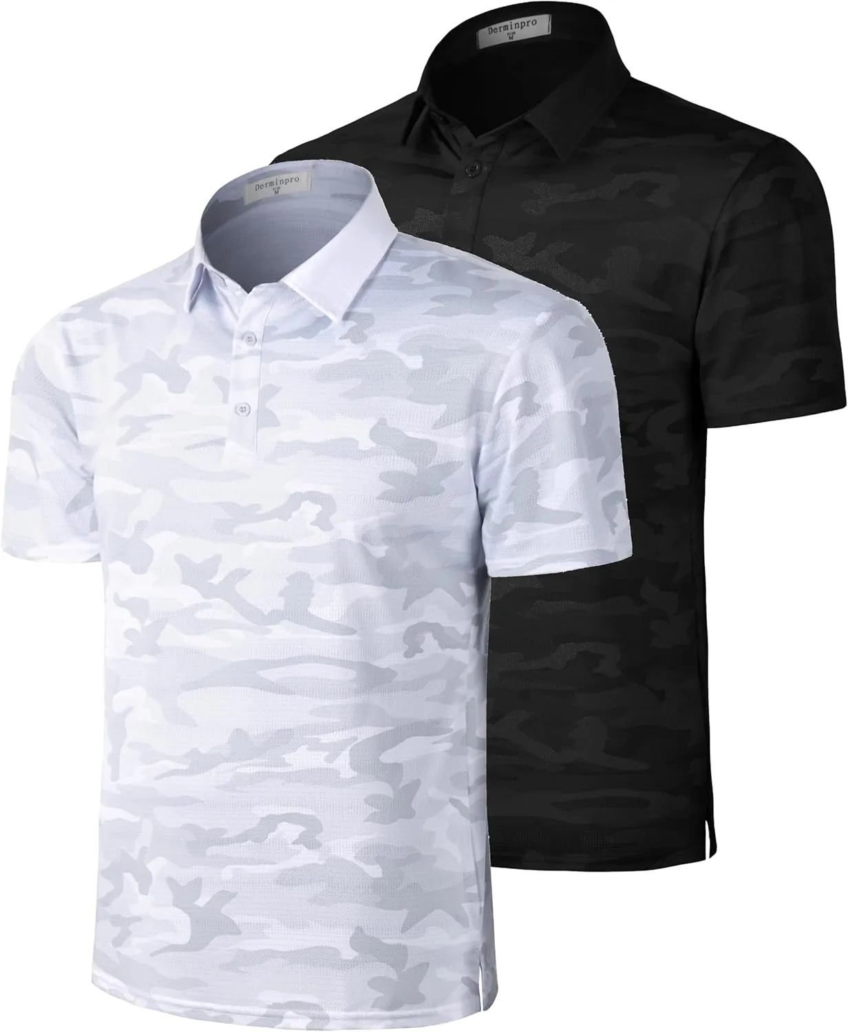 Derminpro Men’s Camo Golf Shirts Moisture Wicking Short/Long Sleeve Dry Fit Golf Polos