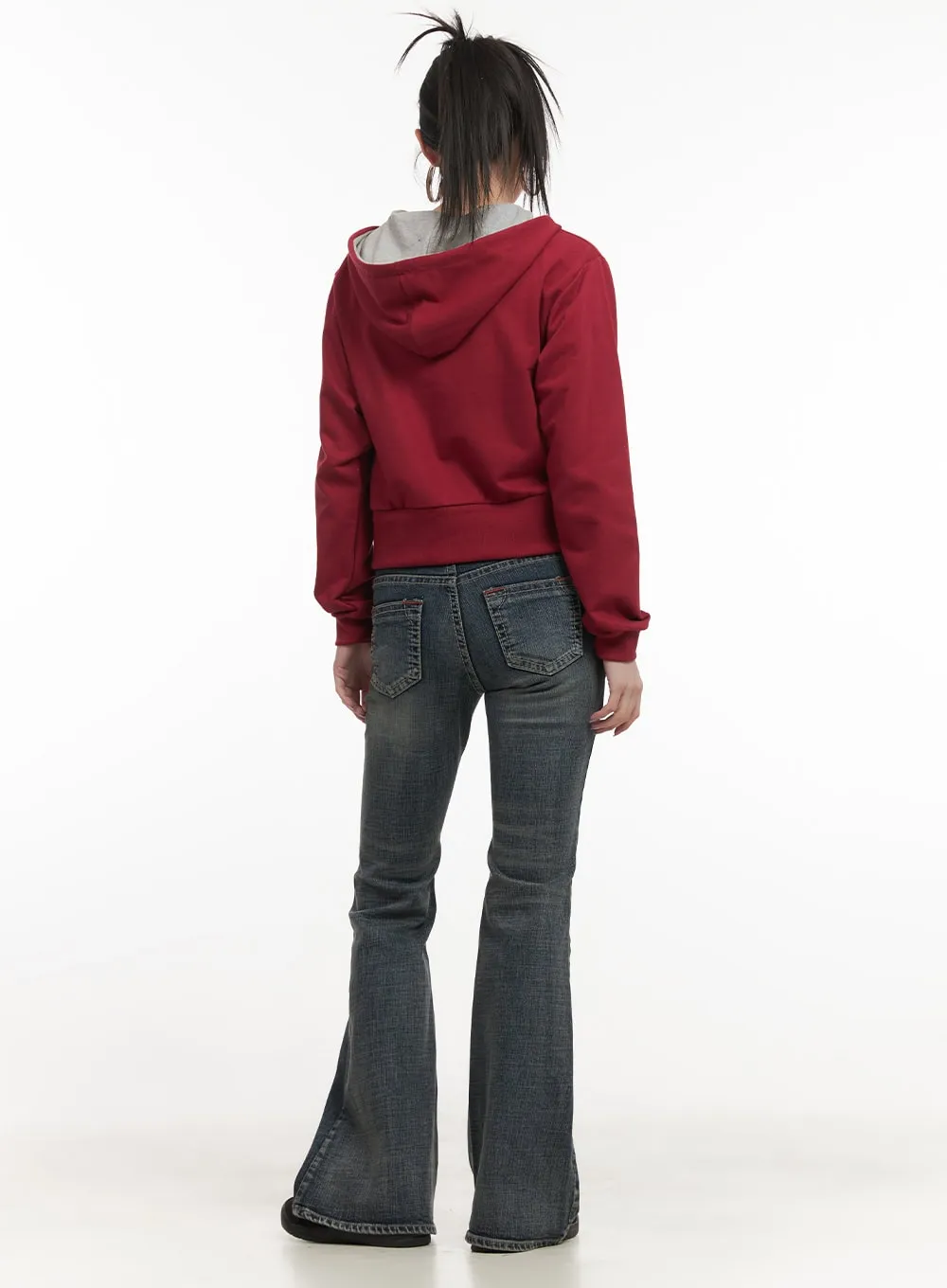 Elisa Stitched Low-Rise Flared Jeans CF514
