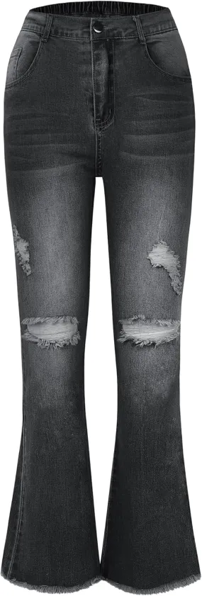 EXARUS Girls Jeans Wide Leg/Flare/Skinny Denim Pants Ripped Baggy High Waisted with Pockets Teen Casual Kids 6-14Y