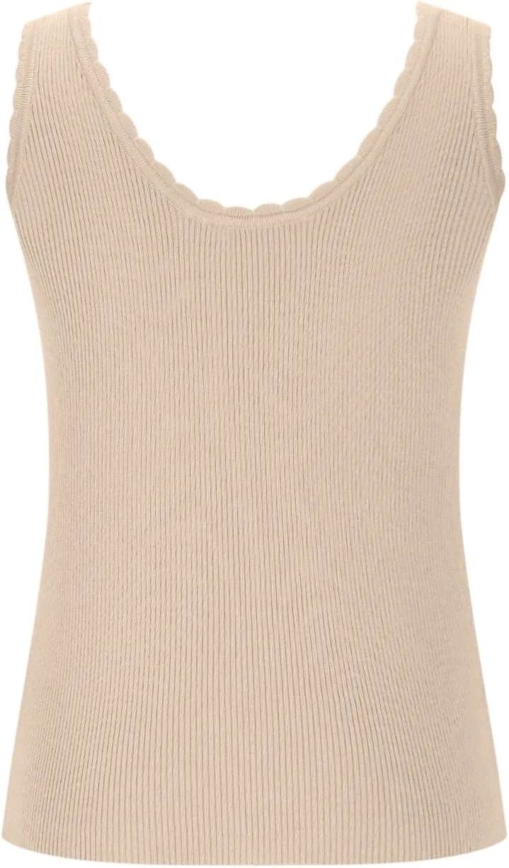HGps8w Lace Trim Tank Tops for Women Fitted Casual Sleeveless Scoop Neck Ribbed Basic Cami Tee Shirts