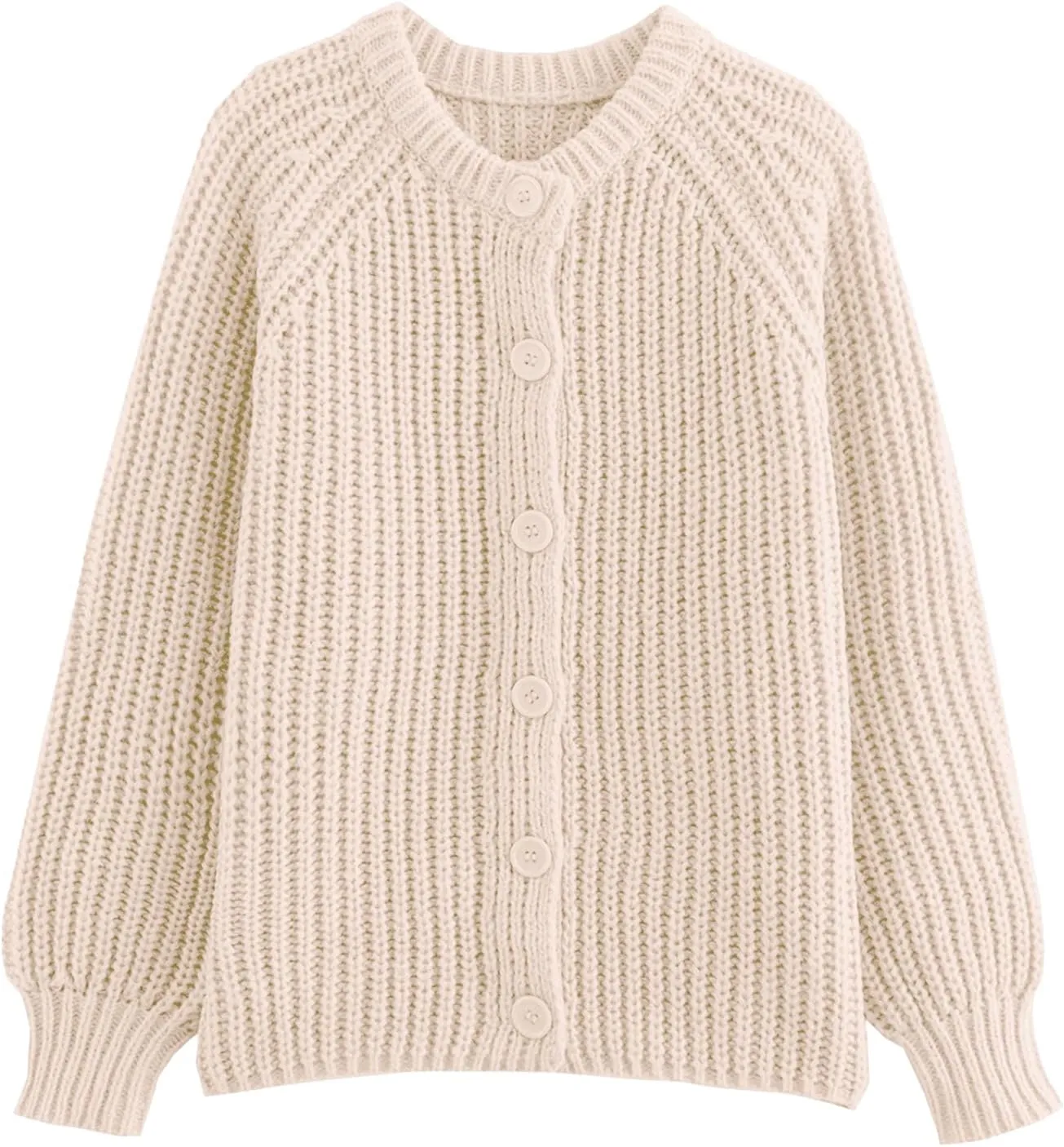 HOTIAN Women's Chunky Knit Cardigan Sweater 2025 Long Sleeve Button Down Cropped Cardigan Outwear Spring Autumn