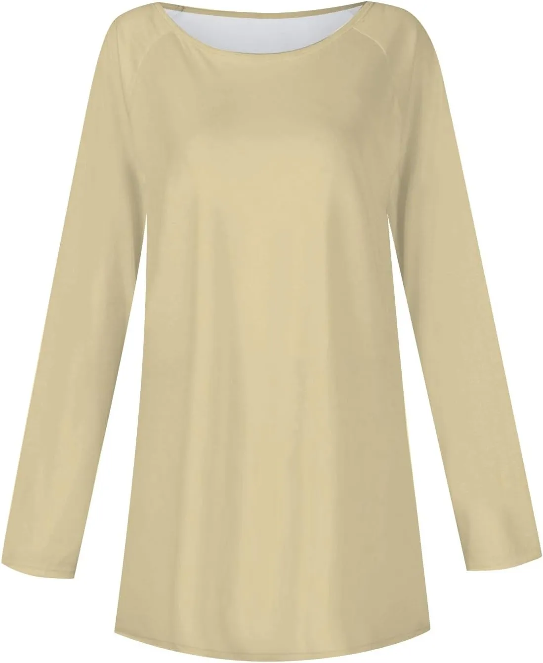 Long Sleeve Fitted Tops for Women Crewneck Solid Blouse Retro Tunic Pullover Loose Fit Casual Shirt Fall Fashion Top