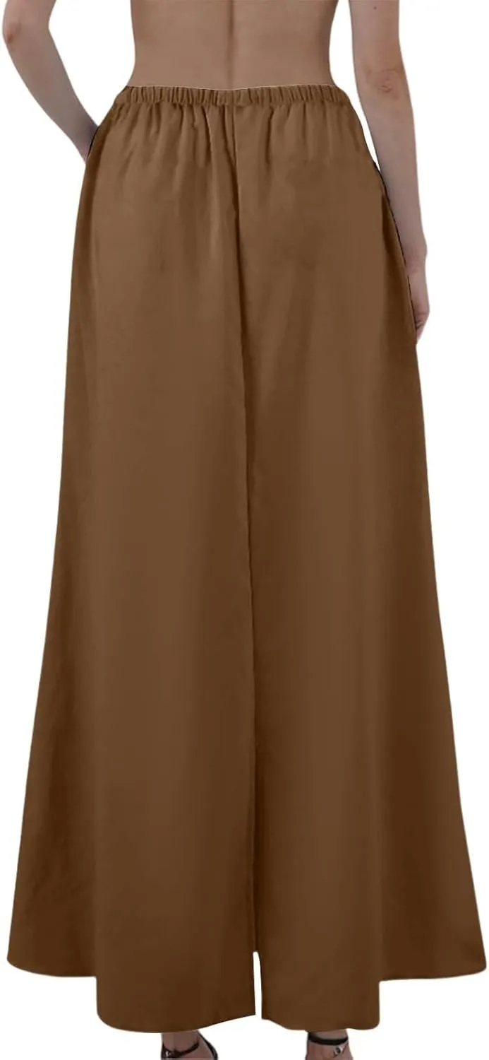 Maxi Women's Skirts, Solid Color Elegantes Summer Vacation Trendy Womens Skirts