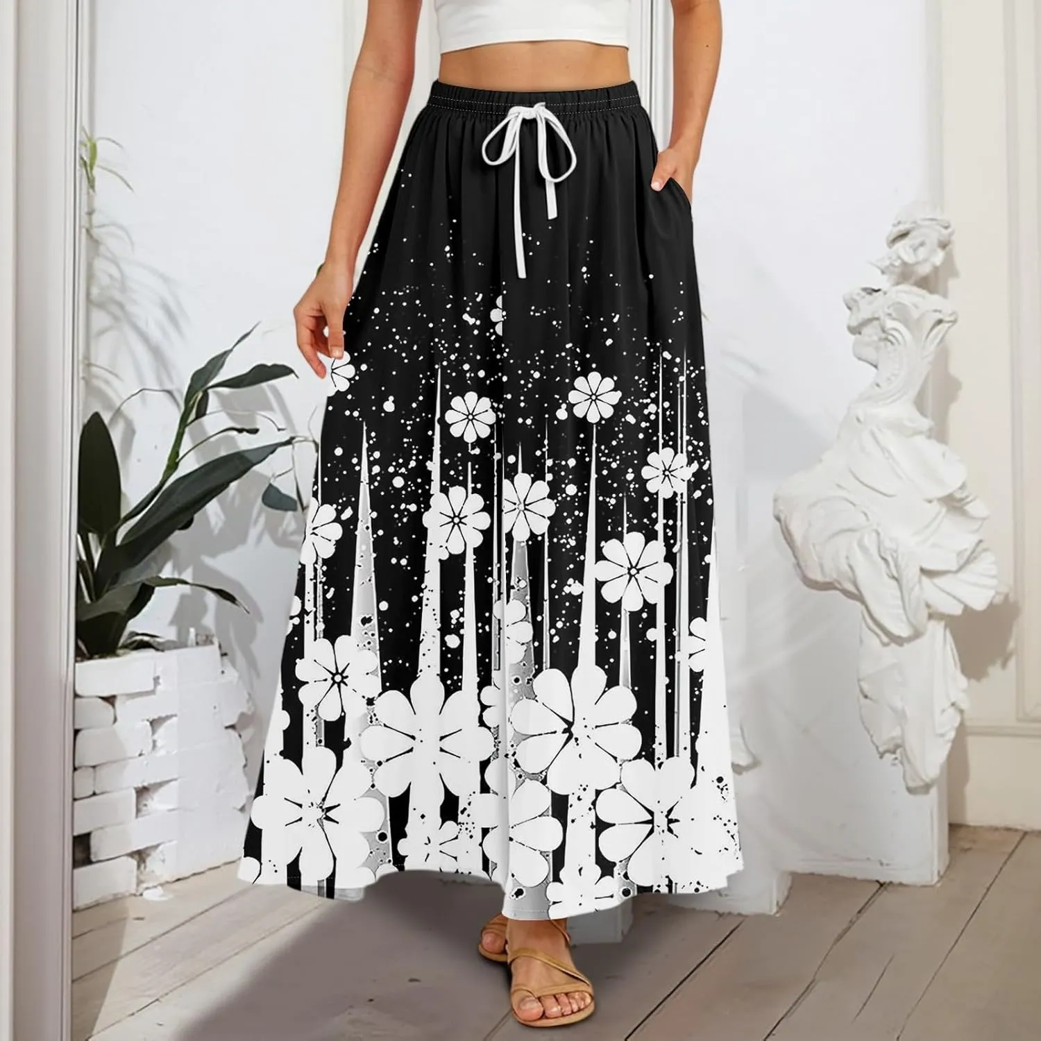 Maxi Women's Skirts, Summer Casual Elegantes Beach Vacation Womens Skirts