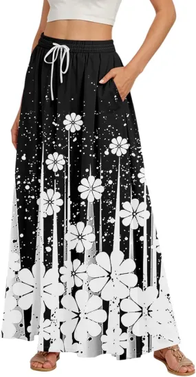 Maxi Women's Skirts, Summer Casual Elegantes Beach Vacation Womens Skirts
