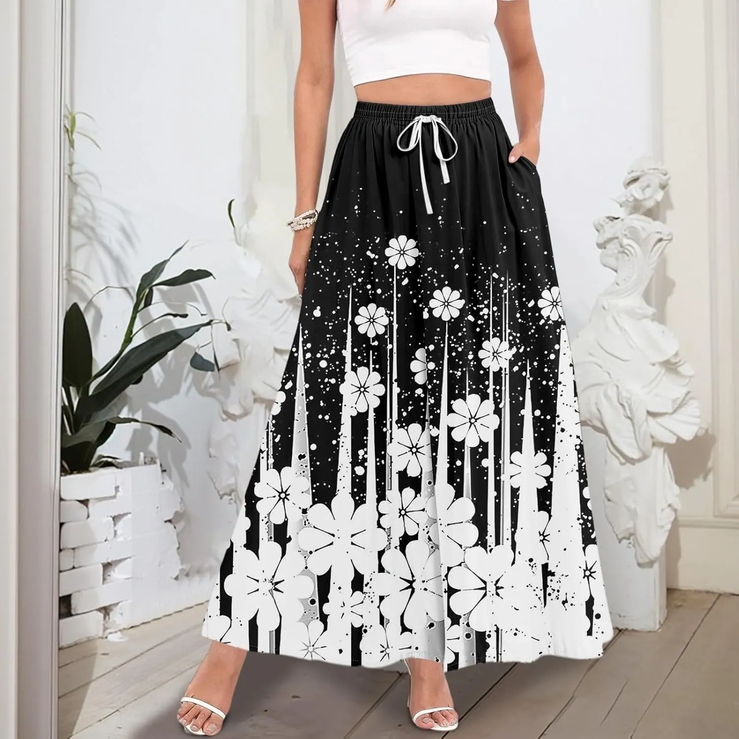 Maxi Women's Skirts, Summer Casual Elegantes Beach Vacation Womens Skirts