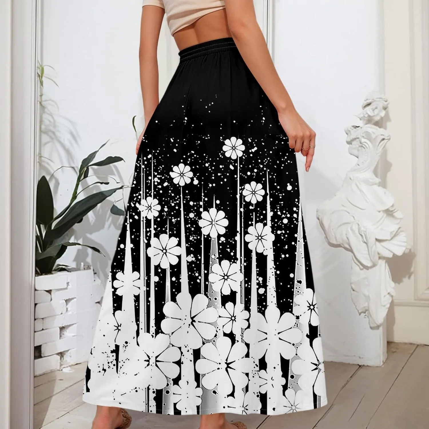 Maxi Women's Skirts, Summer Casual Elegantes Beach Vacation Womens Skirts
