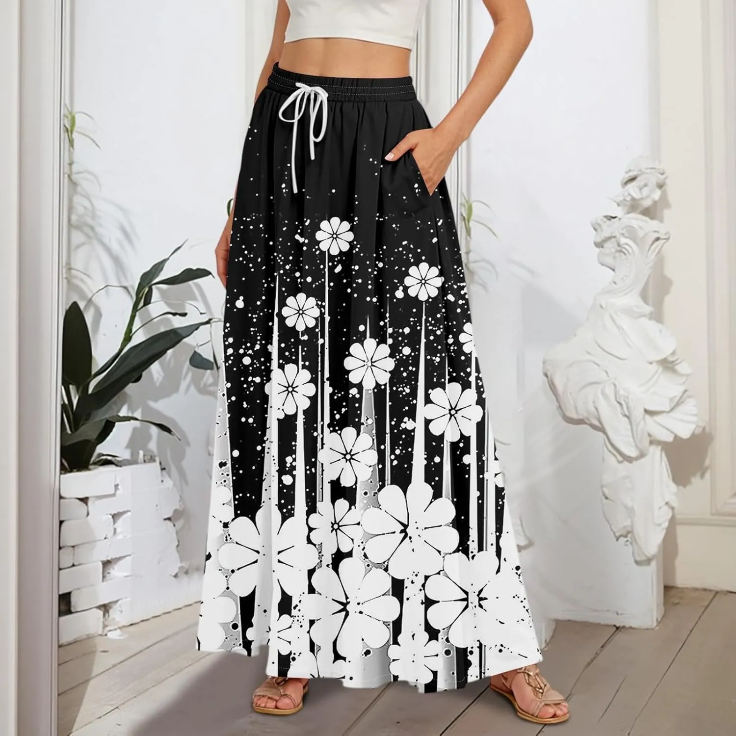 Maxi Women's Skirts, Summer Casual Elegantes Beach Vacation Womens Skirts