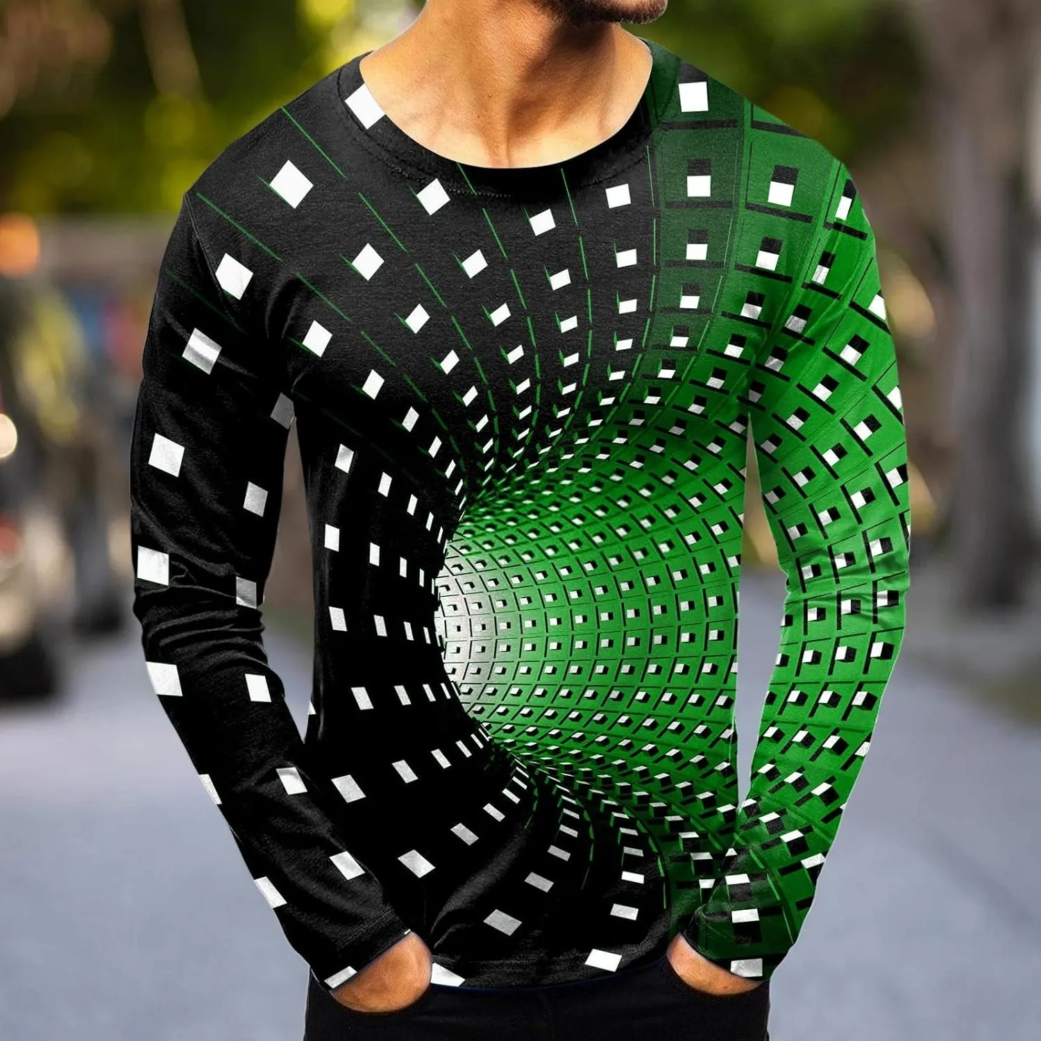 Mens Hipster Optical Illusion 3D Print T-Shirts Funny Graphic Crewneck Short Sleeve Tees Casual Lightweight Comfy Fitted Tops