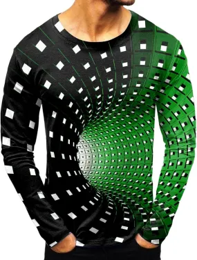 Mens Hipster Optical Illusion 3D Print T-Shirts Funny Graphic Crewneck Short Sleeve Tees Casual Lightweight Comfy Fitted Tops