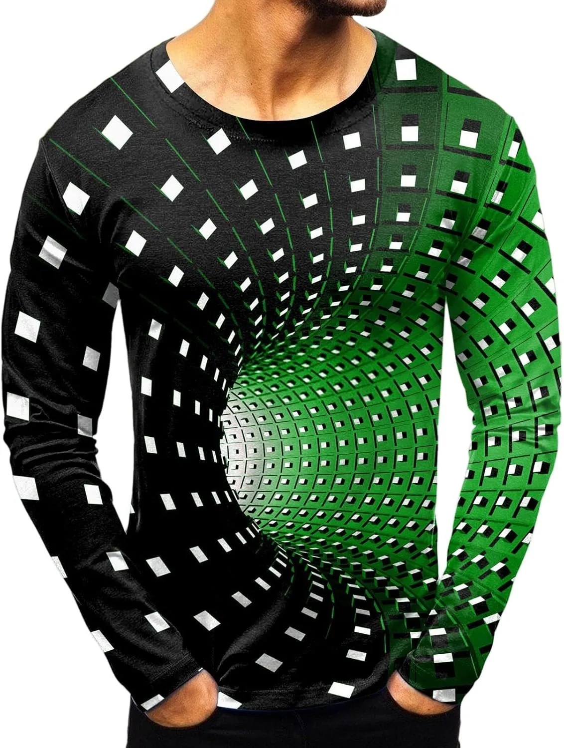Mens Hipster Optical Illusion 3D Print T-Shirts Funny Graphic Crewneck Short Sleeve Tees Casual Lightweight Comfy Fitted Tops