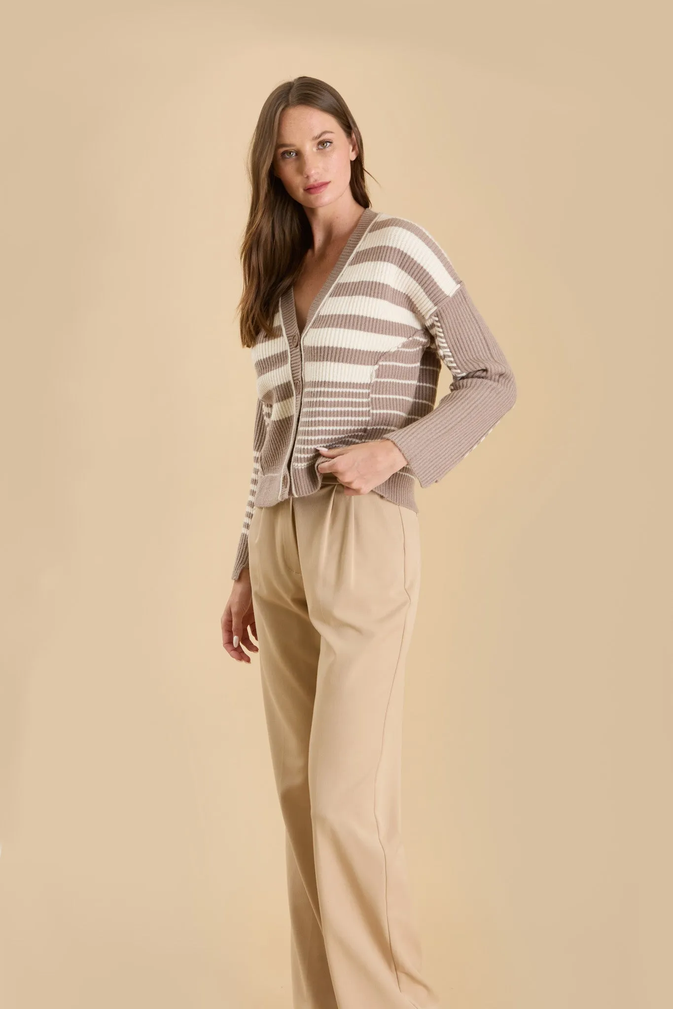 MULTI STRIPE BUTTON DOWN KNIT CARDIGAN