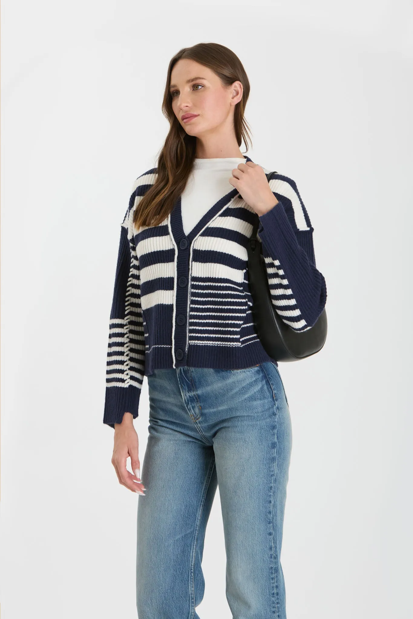 MULTI STRIPE BUTTON DOWN KNIT CARDIGAN