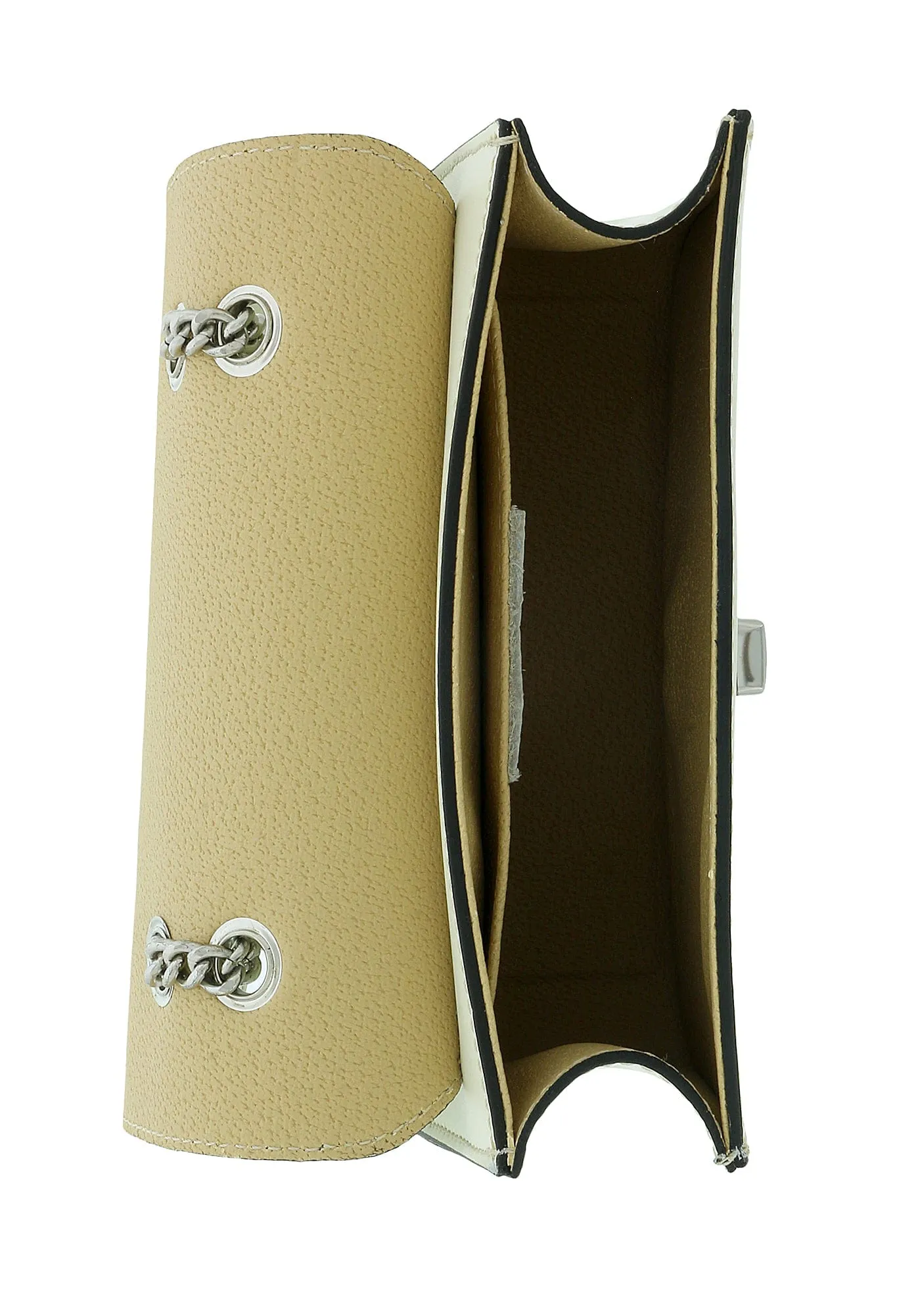 Pierre Cardin Milk Leather Small Structured Riveted Square Shoulder Bag