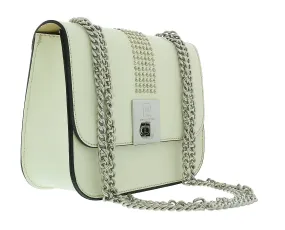 Pierre Cardin Milk Leather Small Structured Riveted Square Shoulder Bag