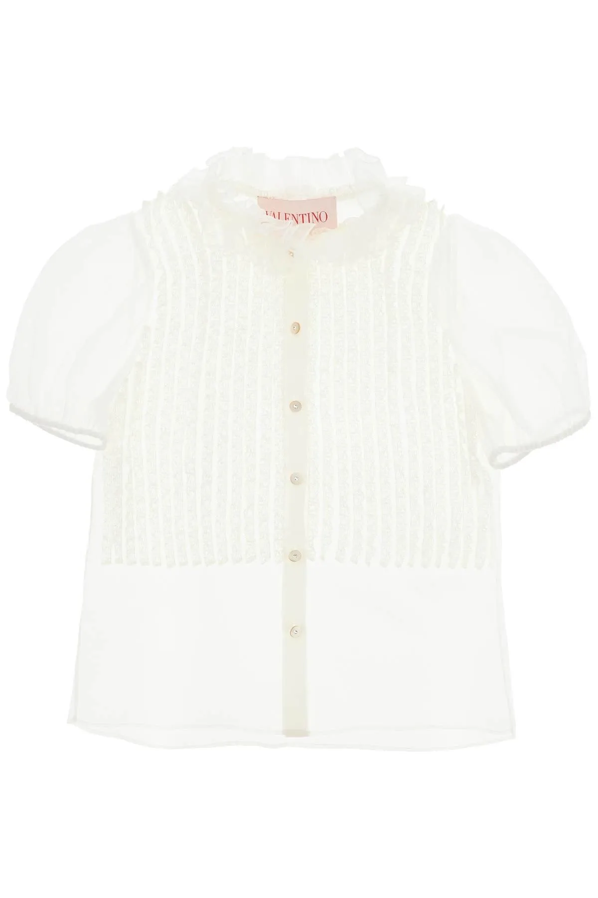 Silk Chiffon Blouse with Lace Ruffles