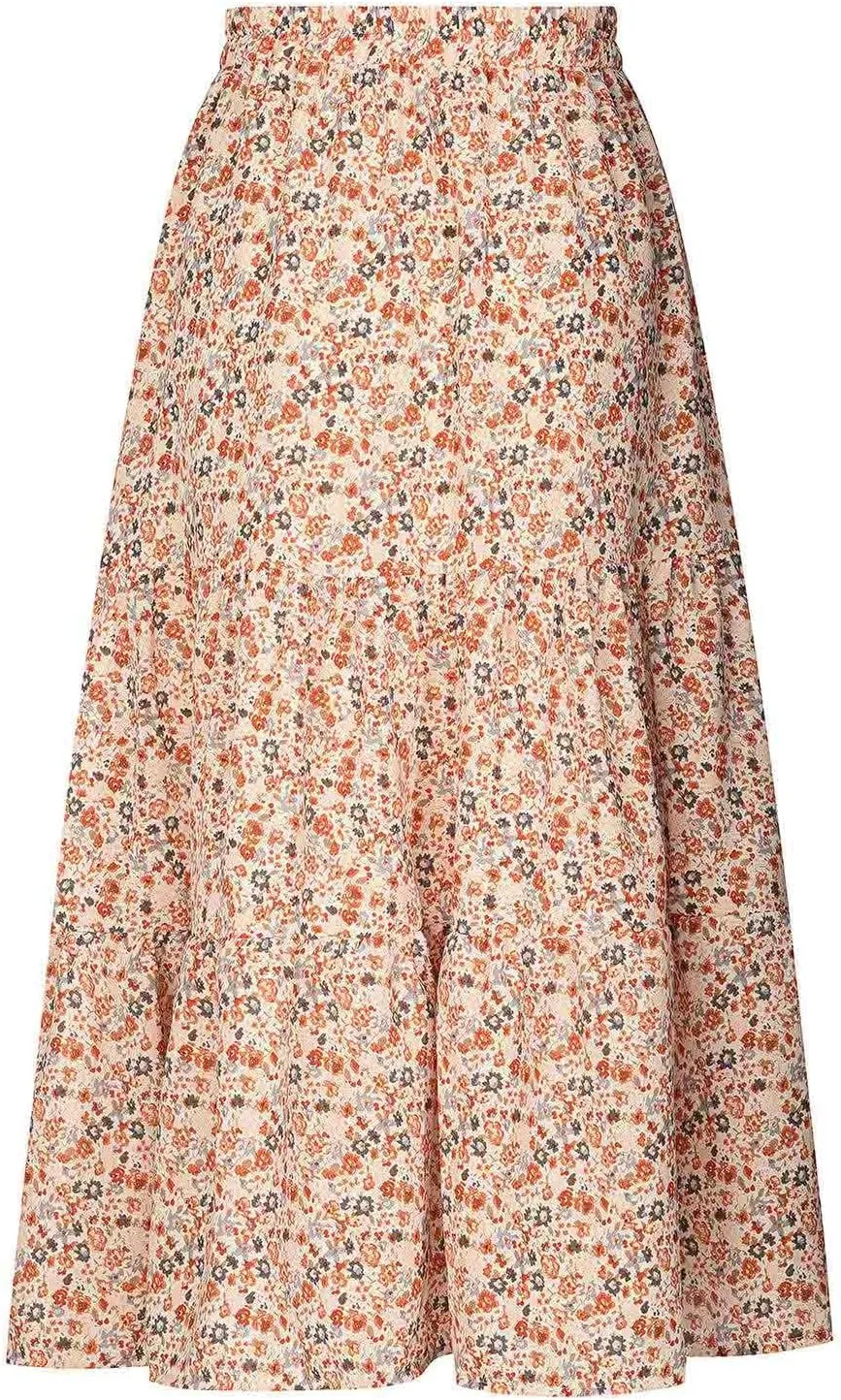Skirts for Women 2024 Elegant Swiss Dot Stretch High Waist Boho Skirts Summer Causal Floral Print A-Line Maxi Skirts
