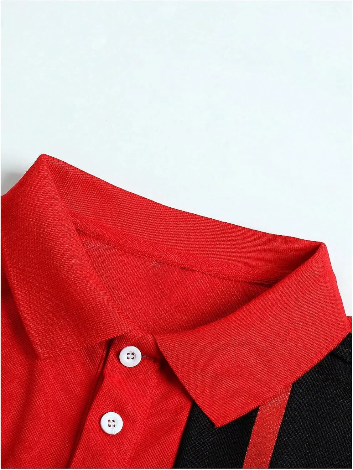SweatyRocks Men's Polos Shirt Color Block Short Sleeve Collared Shirt Half Button Tennis Golf Shirts