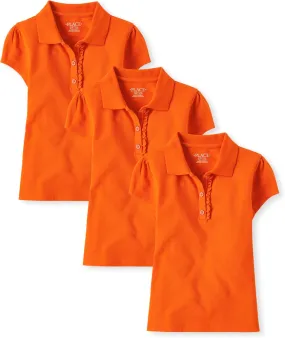 The Children's Place Girls Short Sleeve Ruffle Pique Polo Multipack