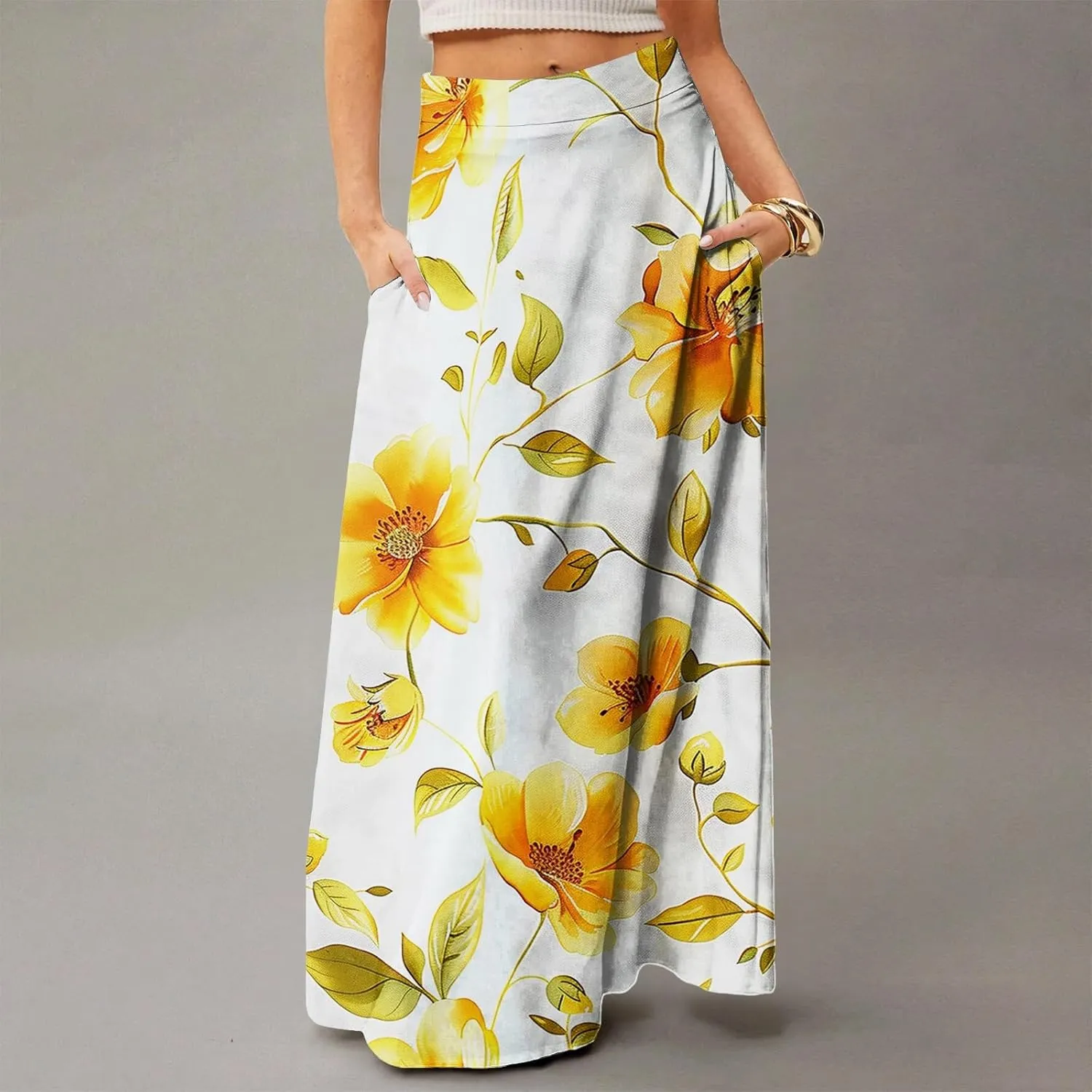 Trendy Women's Skirts, Boho Vacation Summer Casual Flowy Beach Womens Skirts