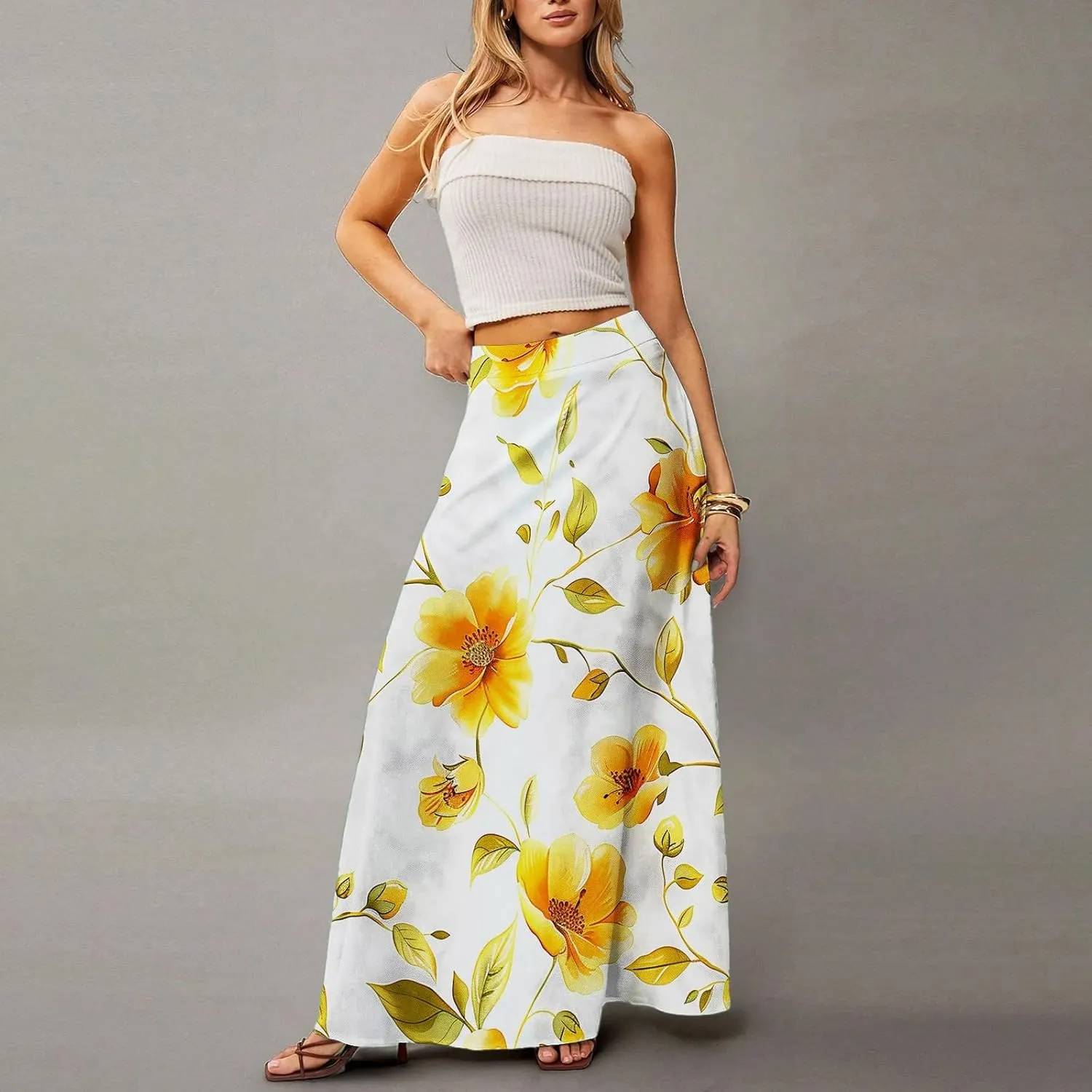 Trendy Women's Skirts, Boho Vacation Summer Casual Flowy Beach Womens Skirts