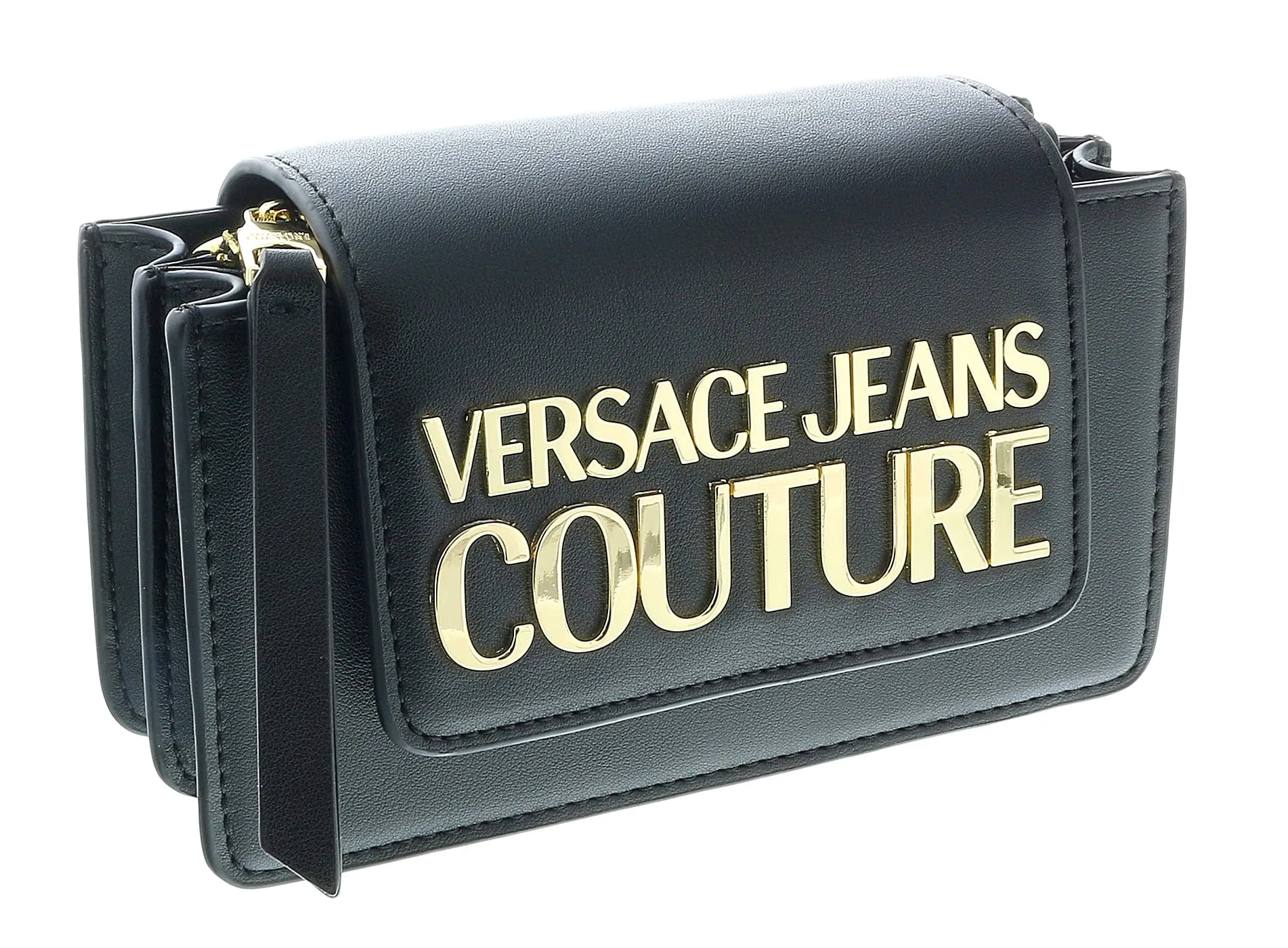 Versace Jeans Couture Small Black Structured Mini Signature  Crossbody bag