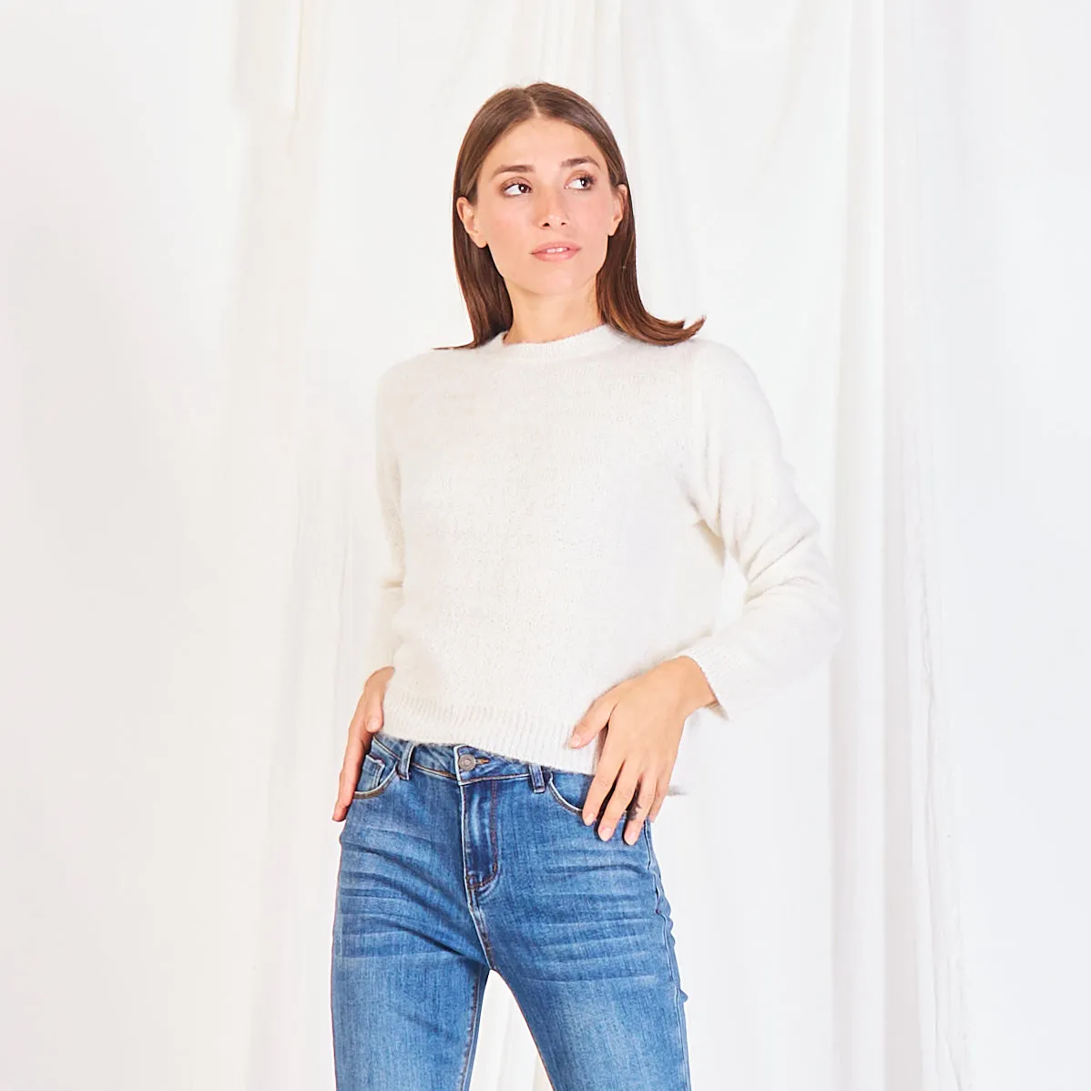 Wholesale basic mohair-knit sweater