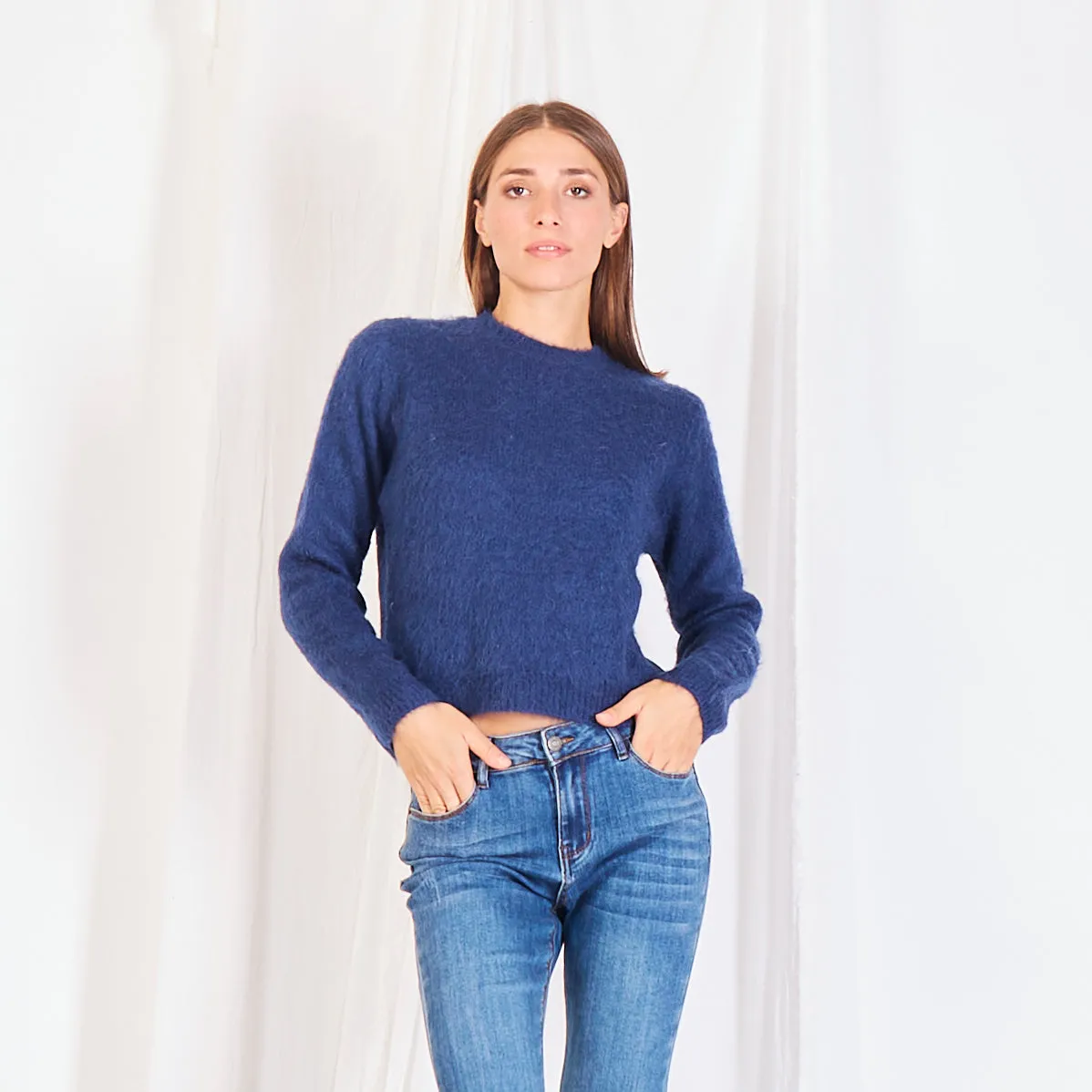 Wholesale basic mohair-knit sweater