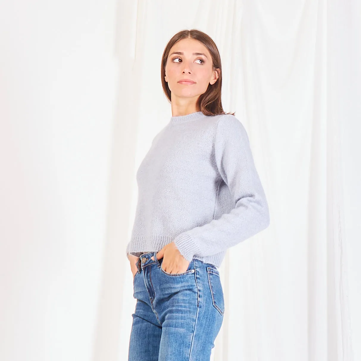 Wholesale basic mohair-knit sweater