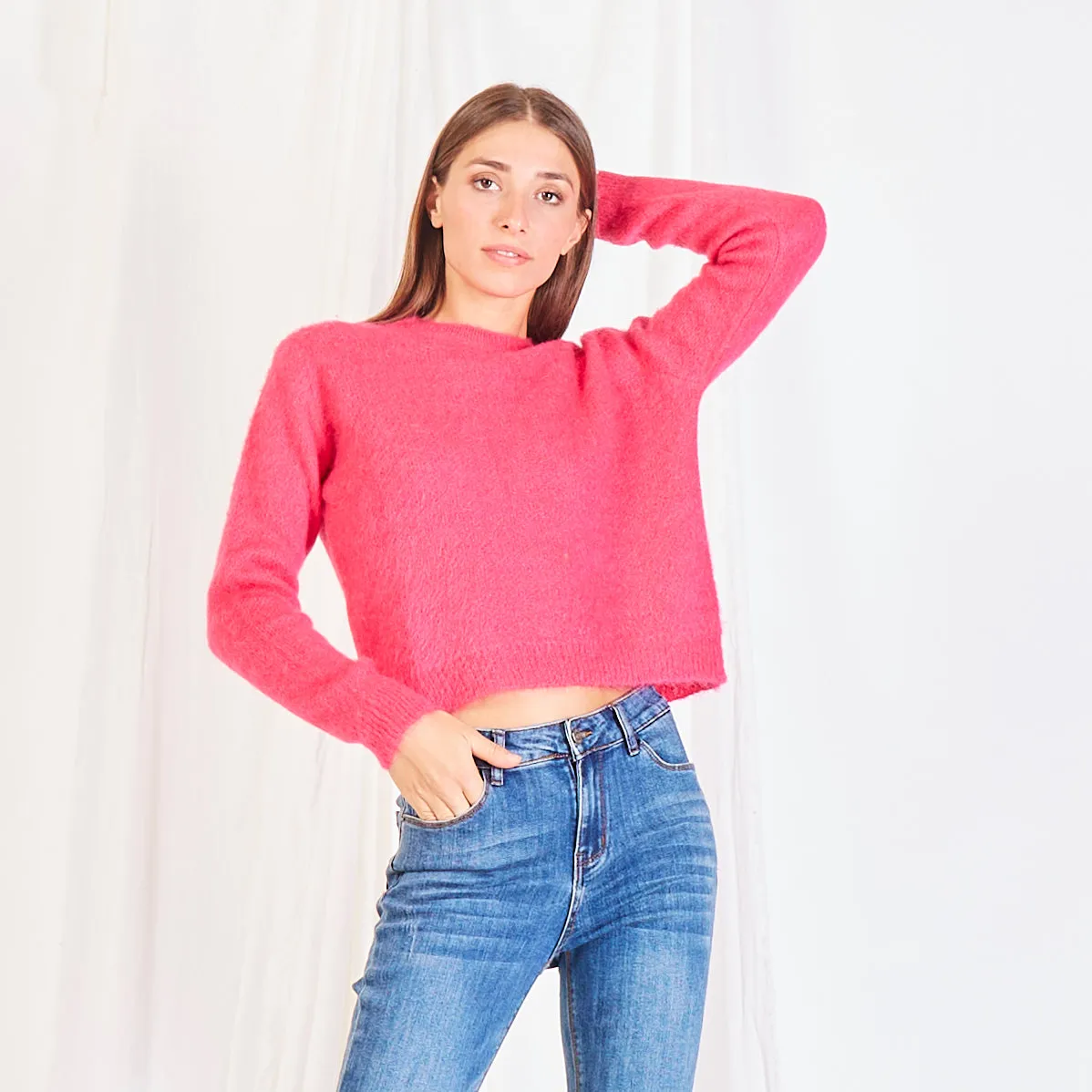 Wholesale basic mohair-knit sweater