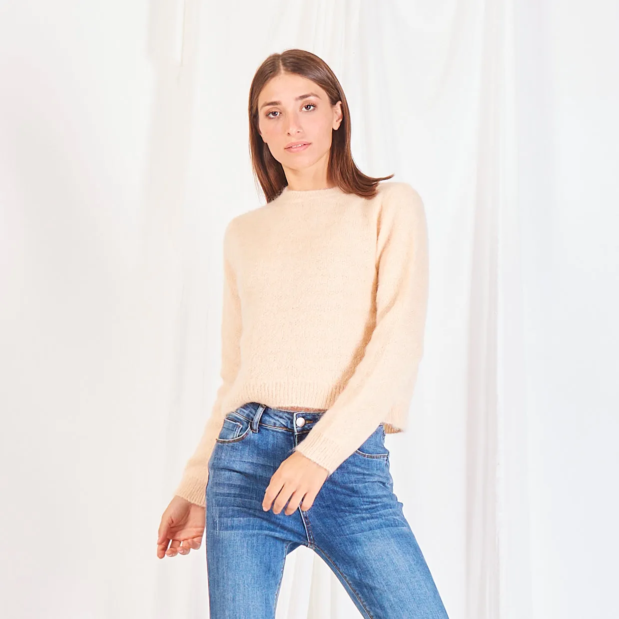 Wholesale basic mohair-knit sweater