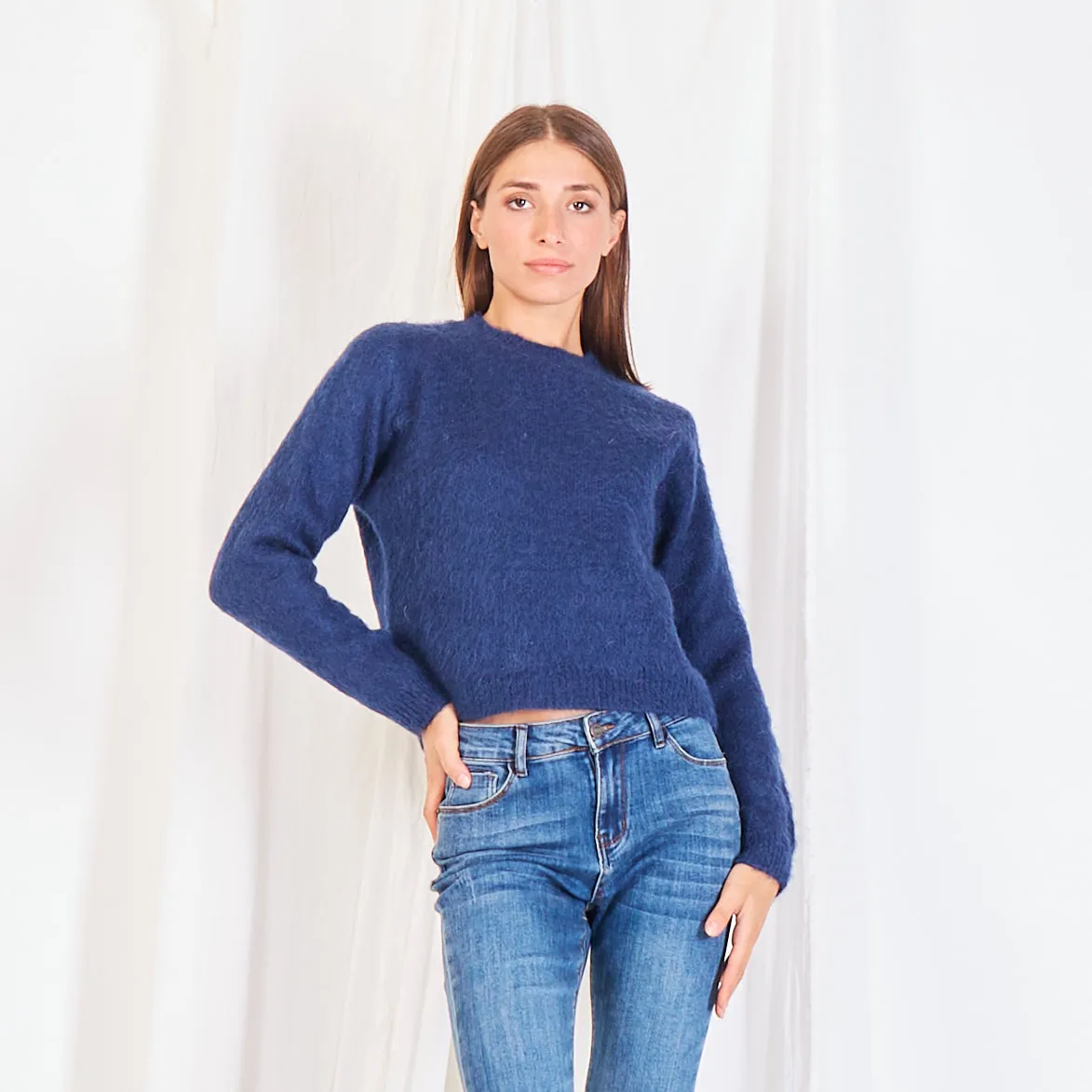 Wholesale basic mohair-knit sweater