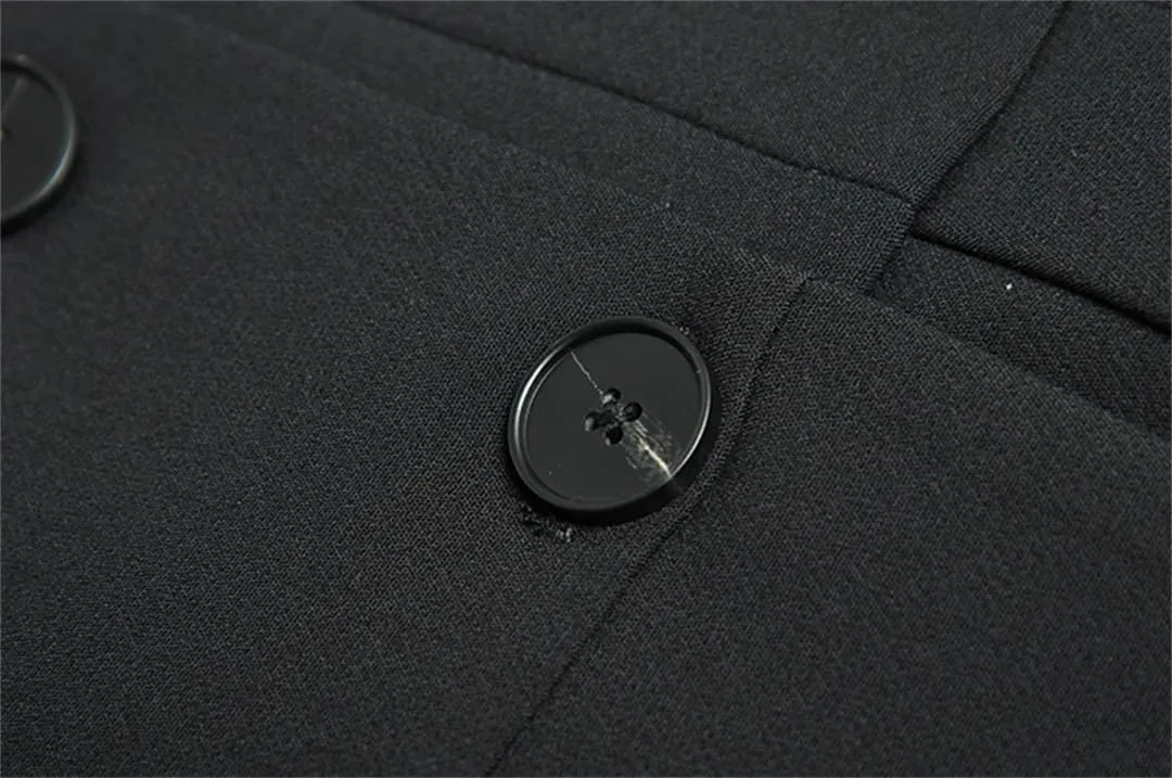 Women Black Vintage Trench Coat Stand Collar Double Breasted High Waist Slim Long Trench Coat