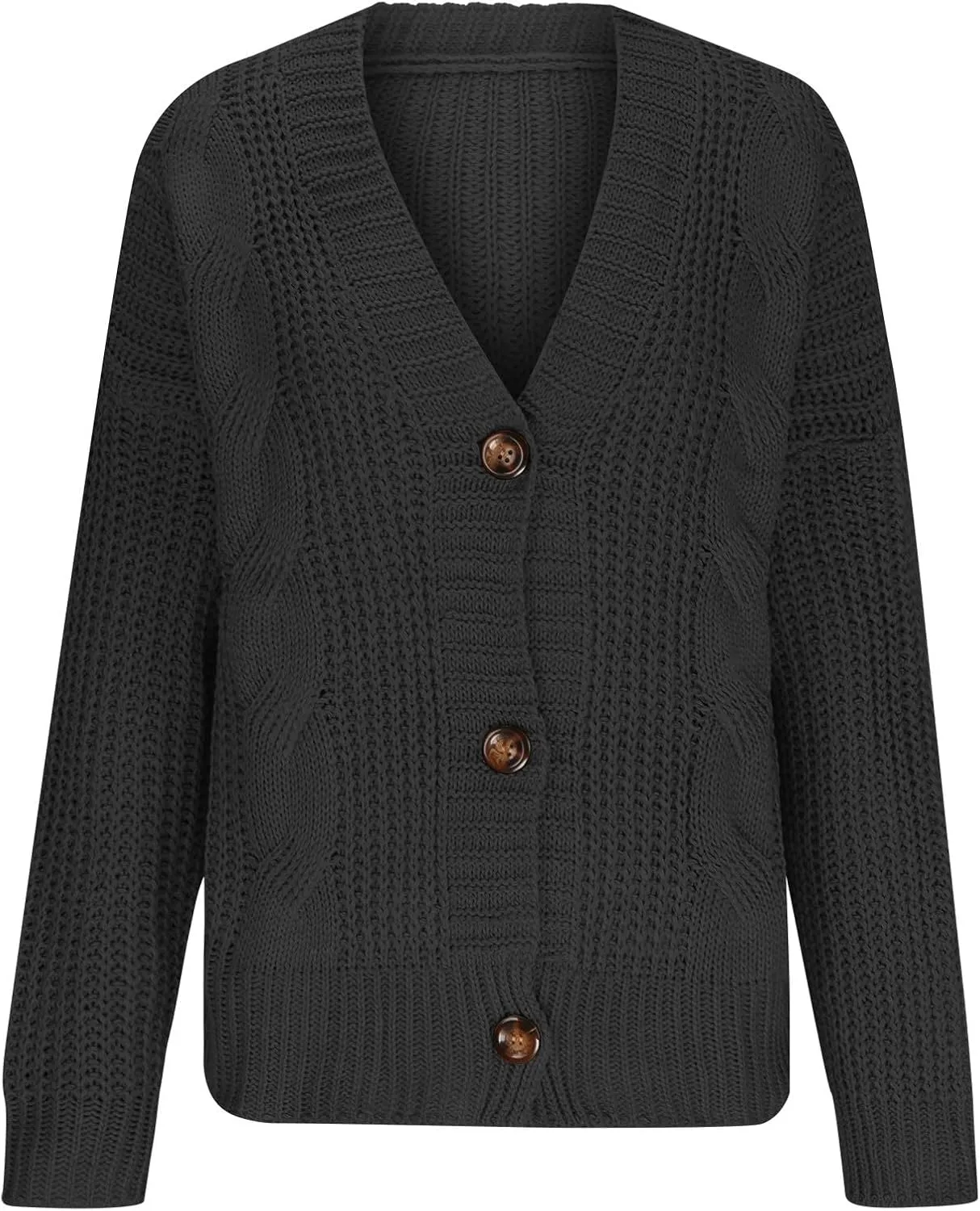 Women's 2024 Fashion Chunky Knit Cardigans Open Front Long Sleeve Sweaters Outerwear Lightweight Soft Shrugs Tops