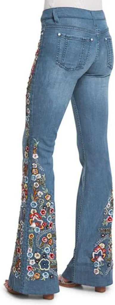 Womens Flared Bell Bottom Jeans Classic Flared Ankle Jeans Casual Pull On Stretch Jeggings with Pockets