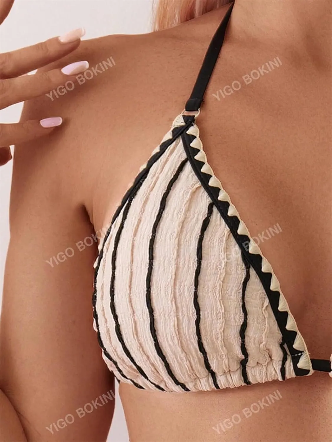 Women's Halter Bikini Sets Polka Dot Frilled Ruffles Triangle Tie Side Bikini Swimsuit Two Piece Bathing Suits