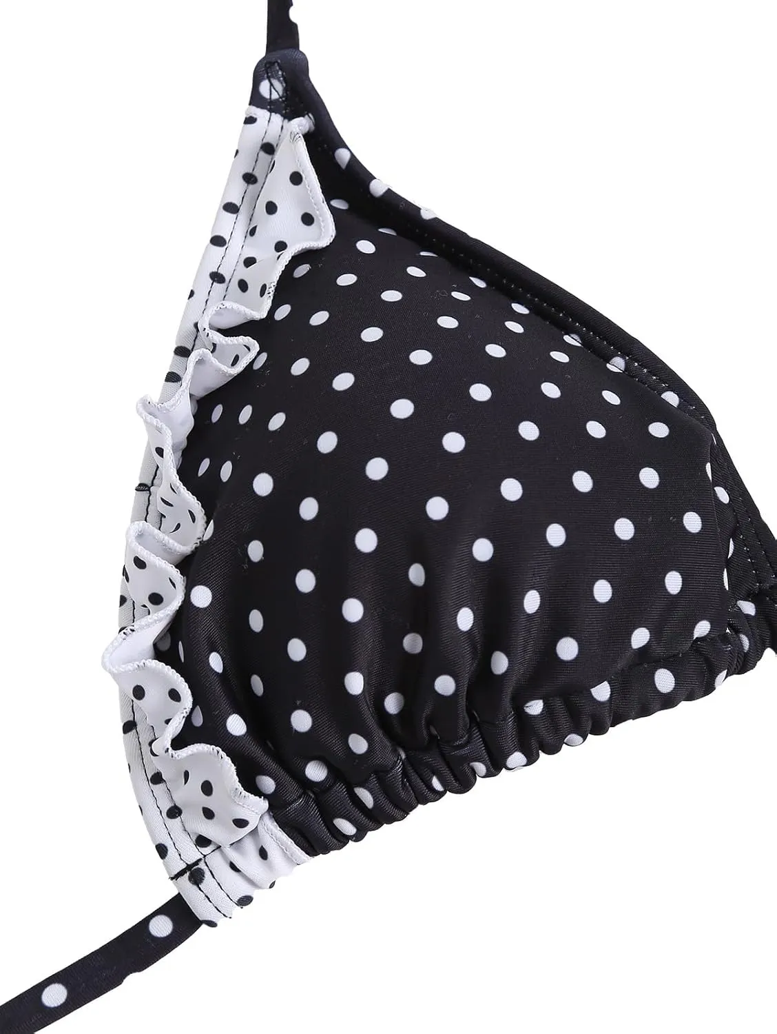 Women's Halter Bikini Sets Polka Dot Frilled Ruffles Triangle Tie Side Bikini Swimsuit Two Piece Bathing Suits