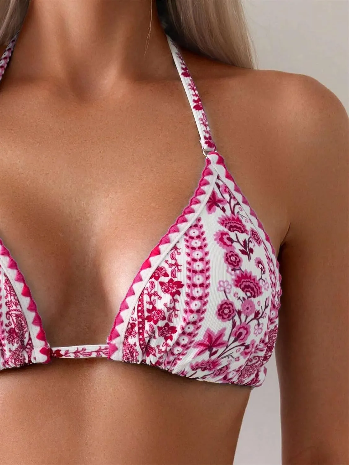 Women's Halter Bikini Sets Polka Dot Frilled Ruffles Triangle Tie Side Bikini Swimsuit Two Piece Bathing Suits