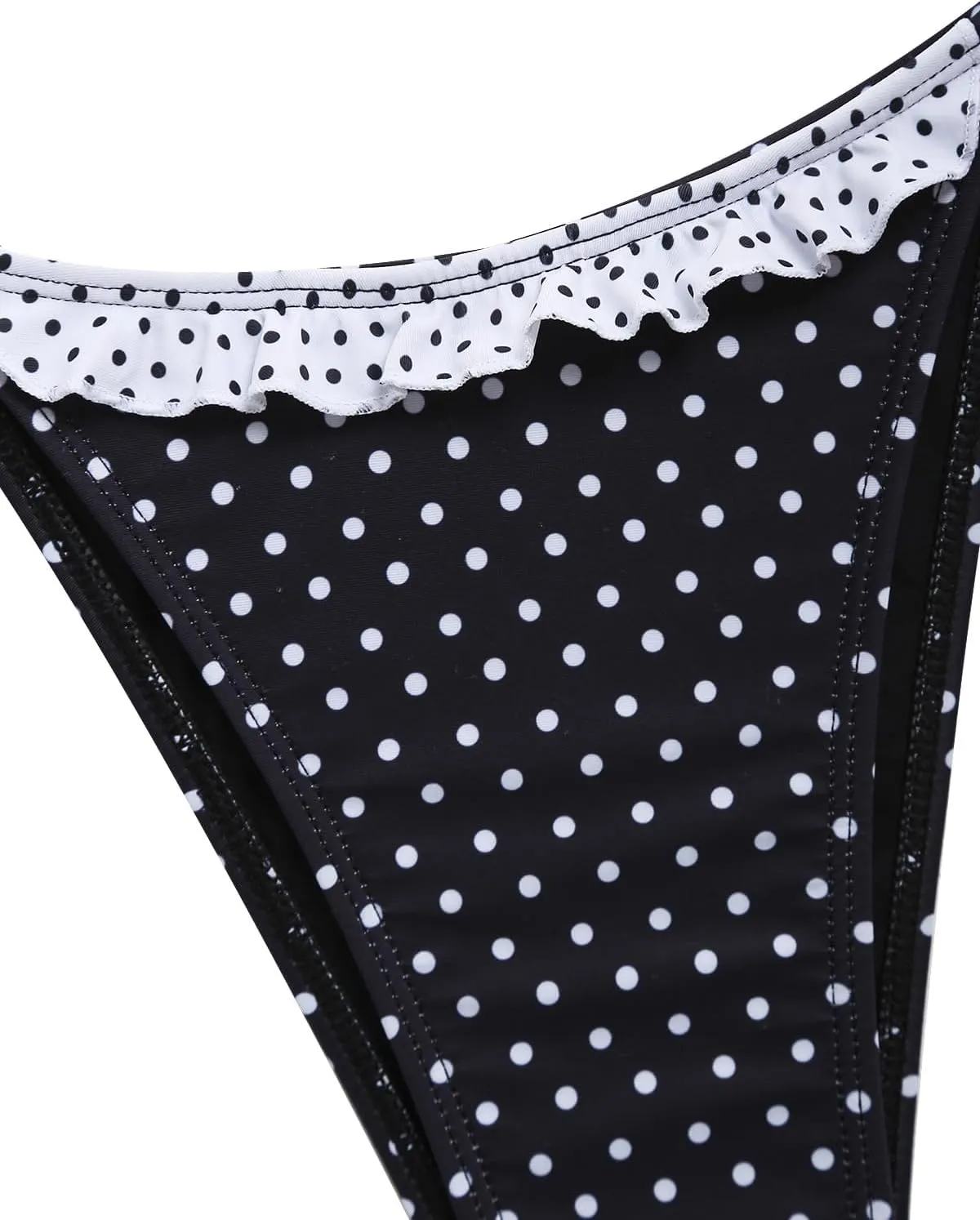 Women's Halter Bikini Sets Polka Dot Frilled Ruffles Triangle Tie Side Bikini Swimsuit Two Piece Bathing Suits