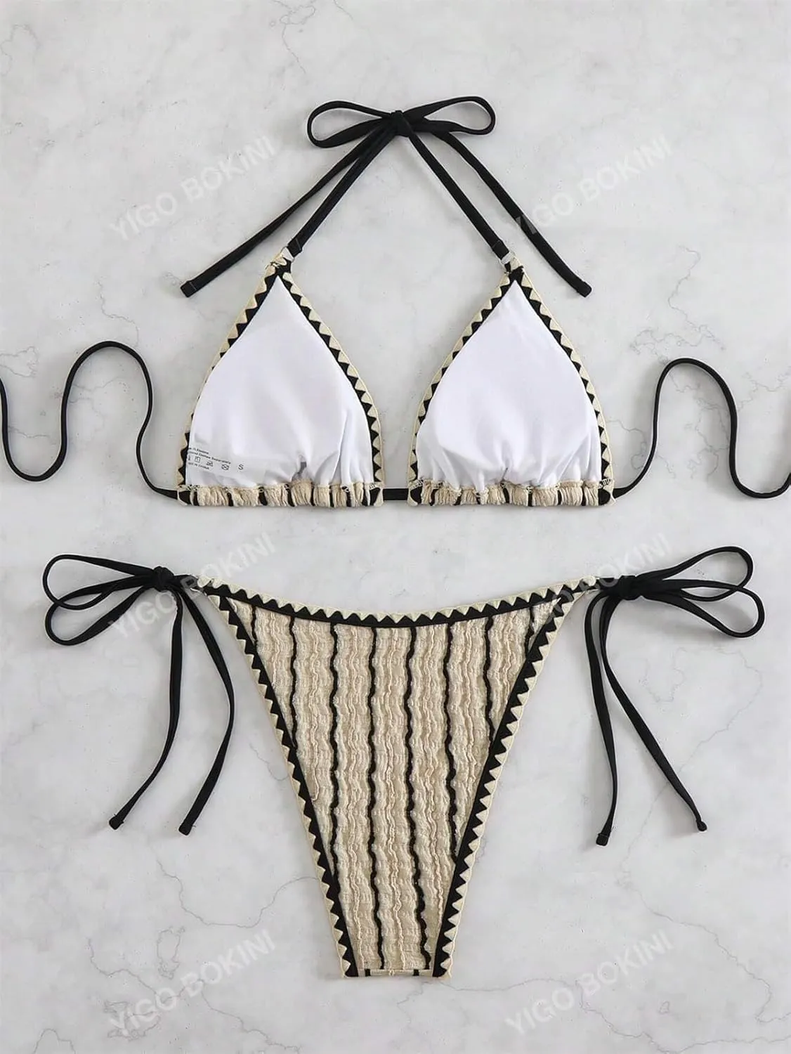 Women's Halter Bikini Sets Polka Dot Frilled Ruffles Triangle Tie Side Bikini Swimsuit Two Piece Bathing Suits