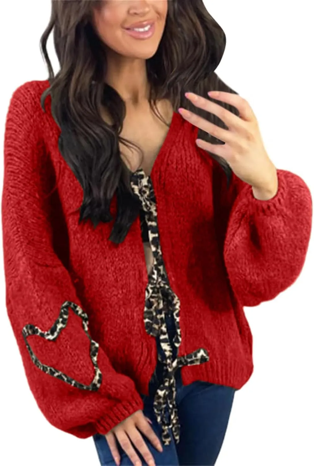 Women's Knit Cardigans 2024 Oversized Chunky Cardigan Sweaters Fall Fashion Open Front Knit Long Sleeve Cardigans