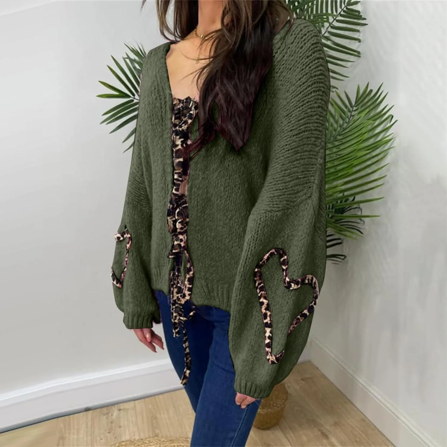 Women's Knit Cardigans 2024 Oversized Chunky Cardigan Sweaters Fall Fashion Open Front Knit Long Sleeve Cardigans